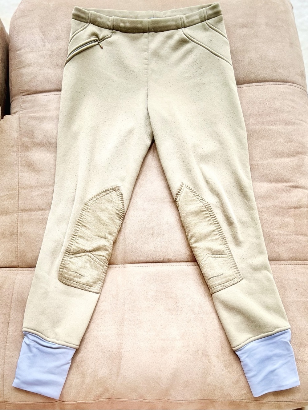 TuffRider Children's Unifleece Pull-On Stretch Knee Patch Winter Breeches, 16